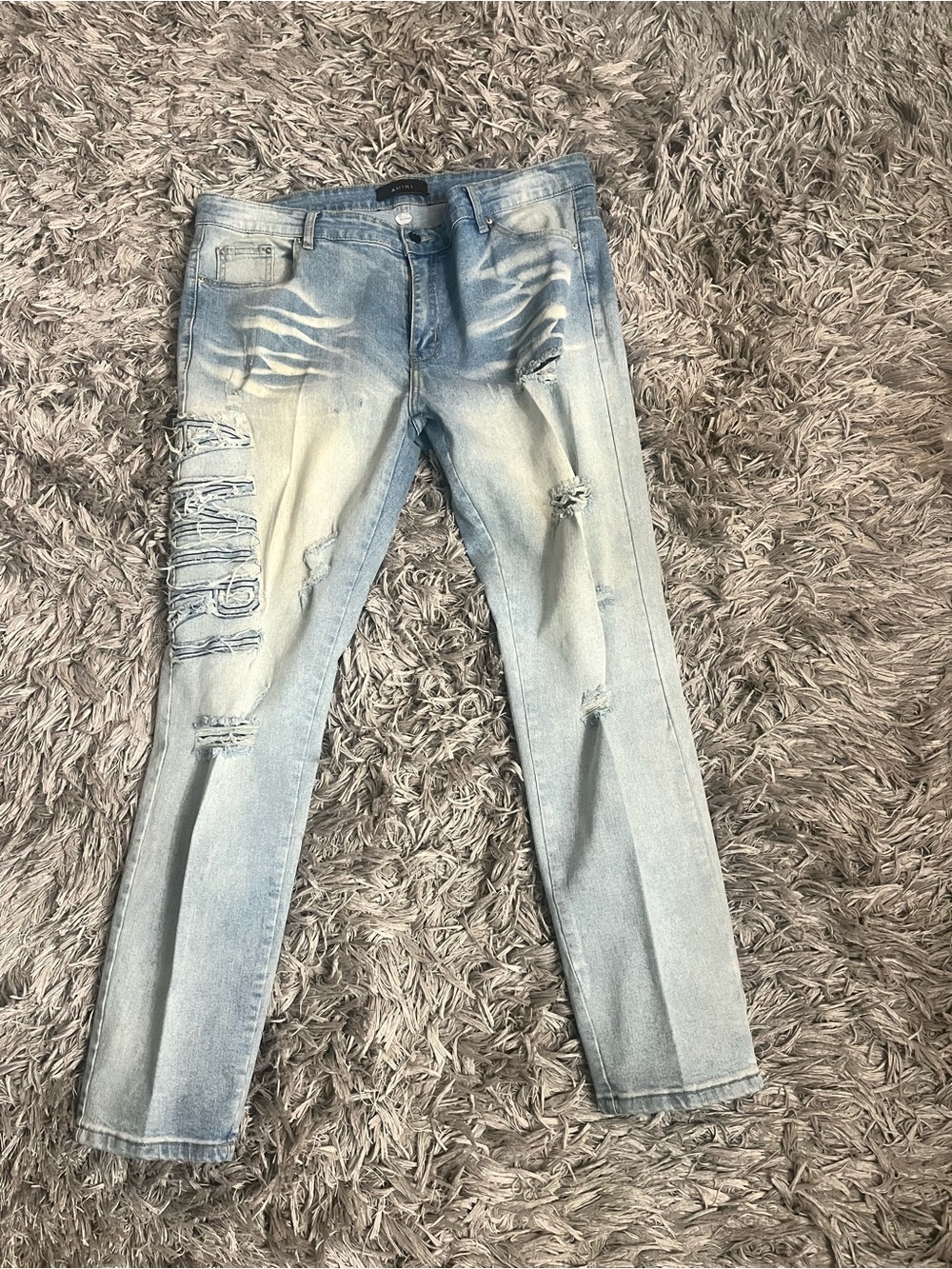 Men's AMIRI Light Blue Distressed Jeans - Casual Slim Fit